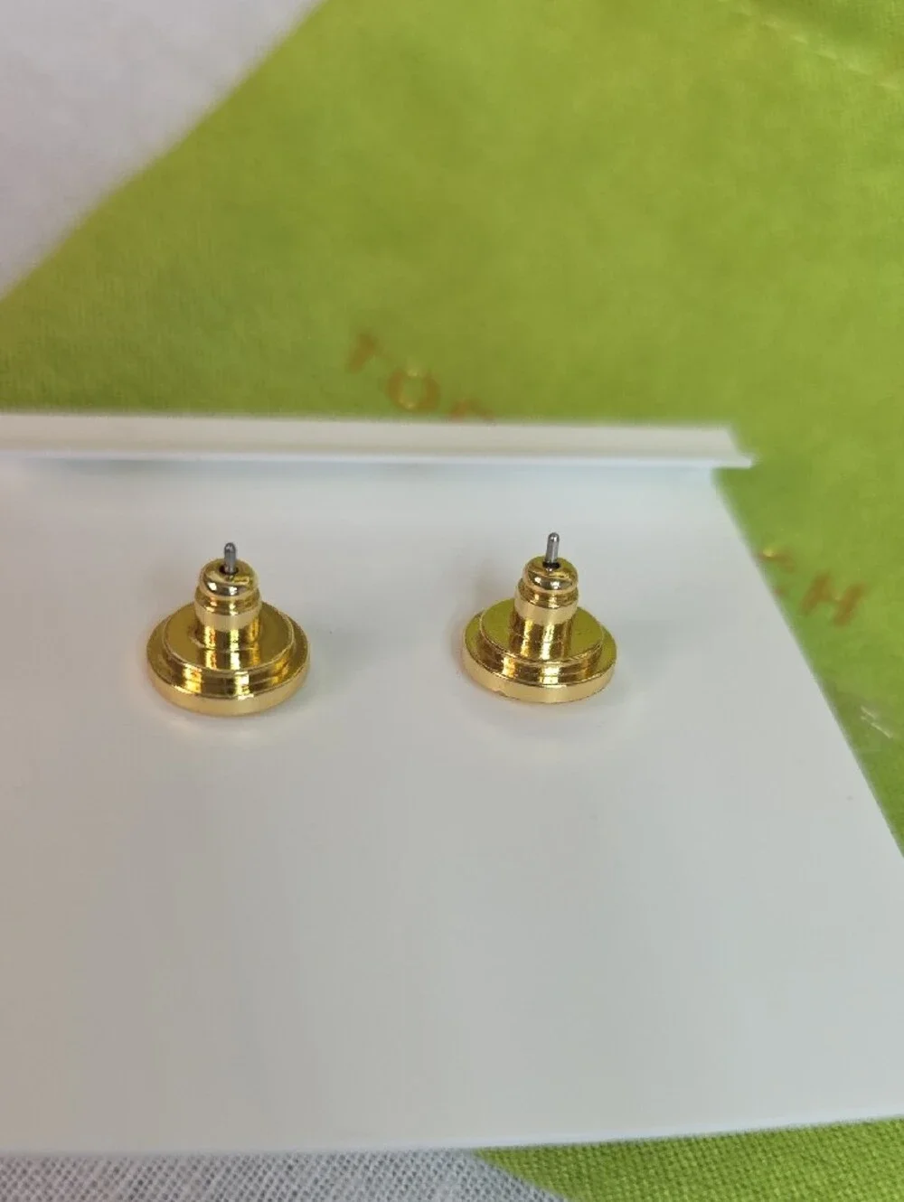 Tory Burch Gold Tone Earrings with Red Enamel and Red Drops